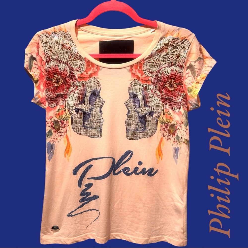 Philipp Plein Crosshill T-Shirt - Dusty Rose - Sz SM (EUC)